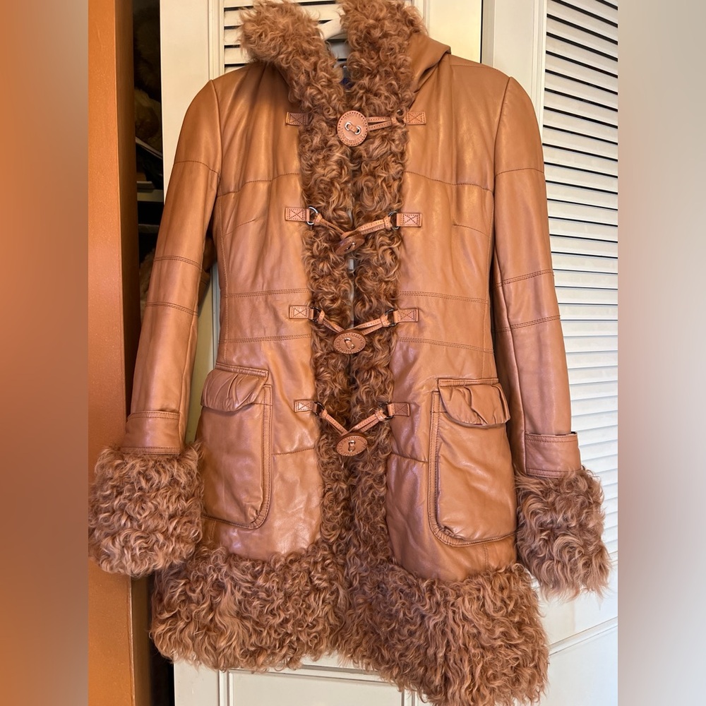 Burberry blue label Brown coat with shearling Fur